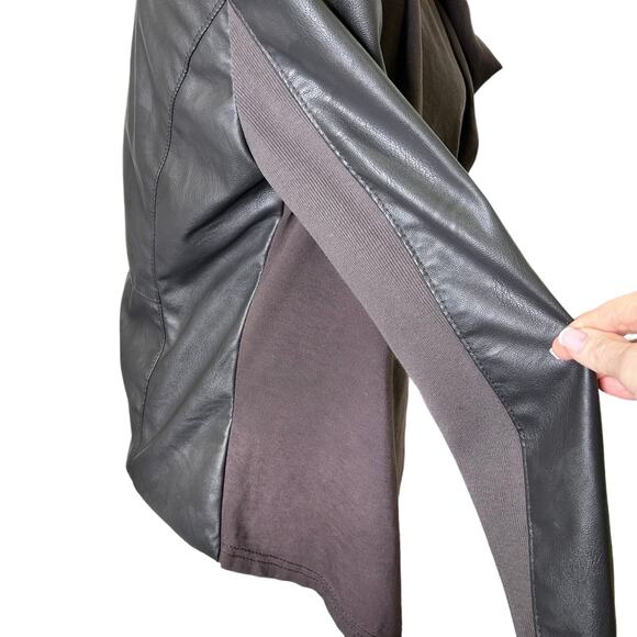 Blank NYC Gray Mixed Media Asymmetrical Zippered Moto Jacket Women's Medium - Picture 7 of 11